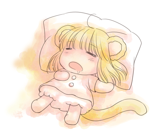 よだれ出して寝ているライオンちゃんイラスト